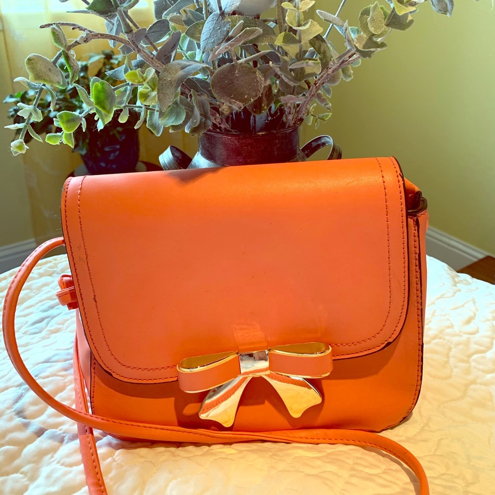 Cute new coral color cross body bag